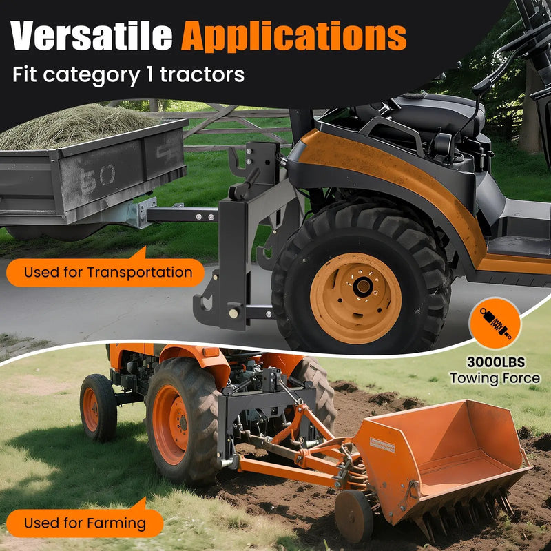 3-Point Quick Hitch with 5 Level Adjustable Bolt for Farming by DirectDeals