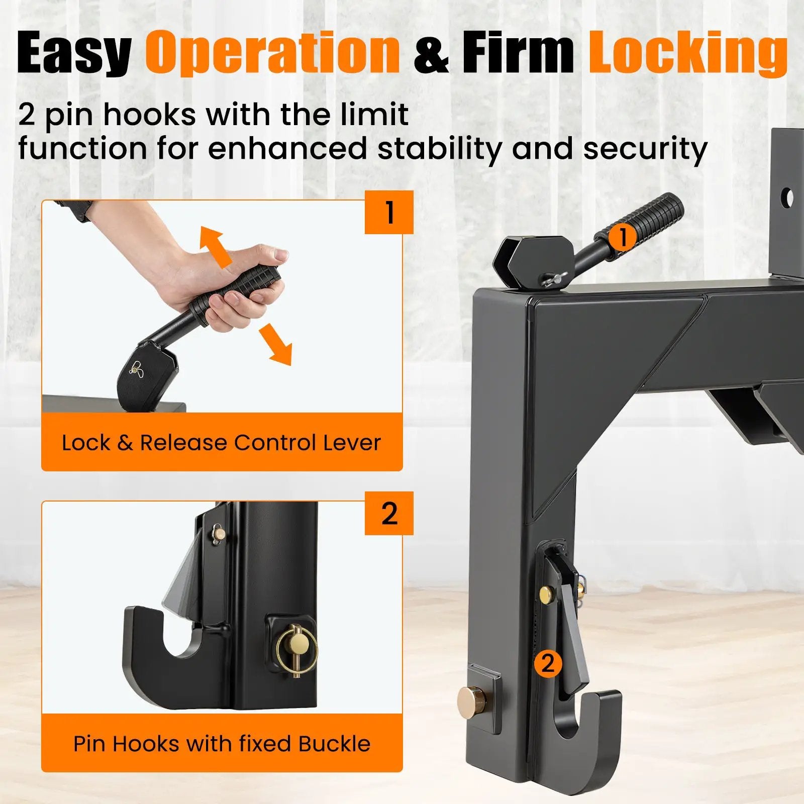 3-Point Quick Hitch with 5 Level Adjustable Bolt for Farming by DirectDeals