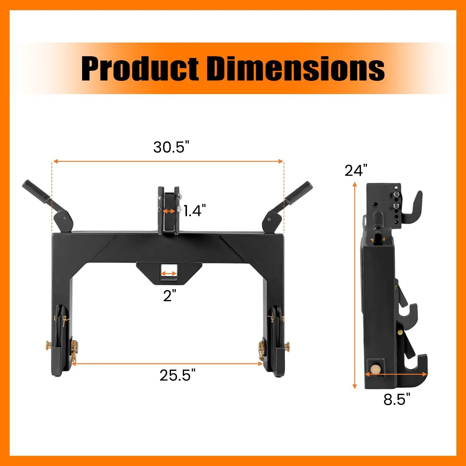 3-Point Quick Hitch with 5 Level Adjustable Bolt for Farming by DirectDeals