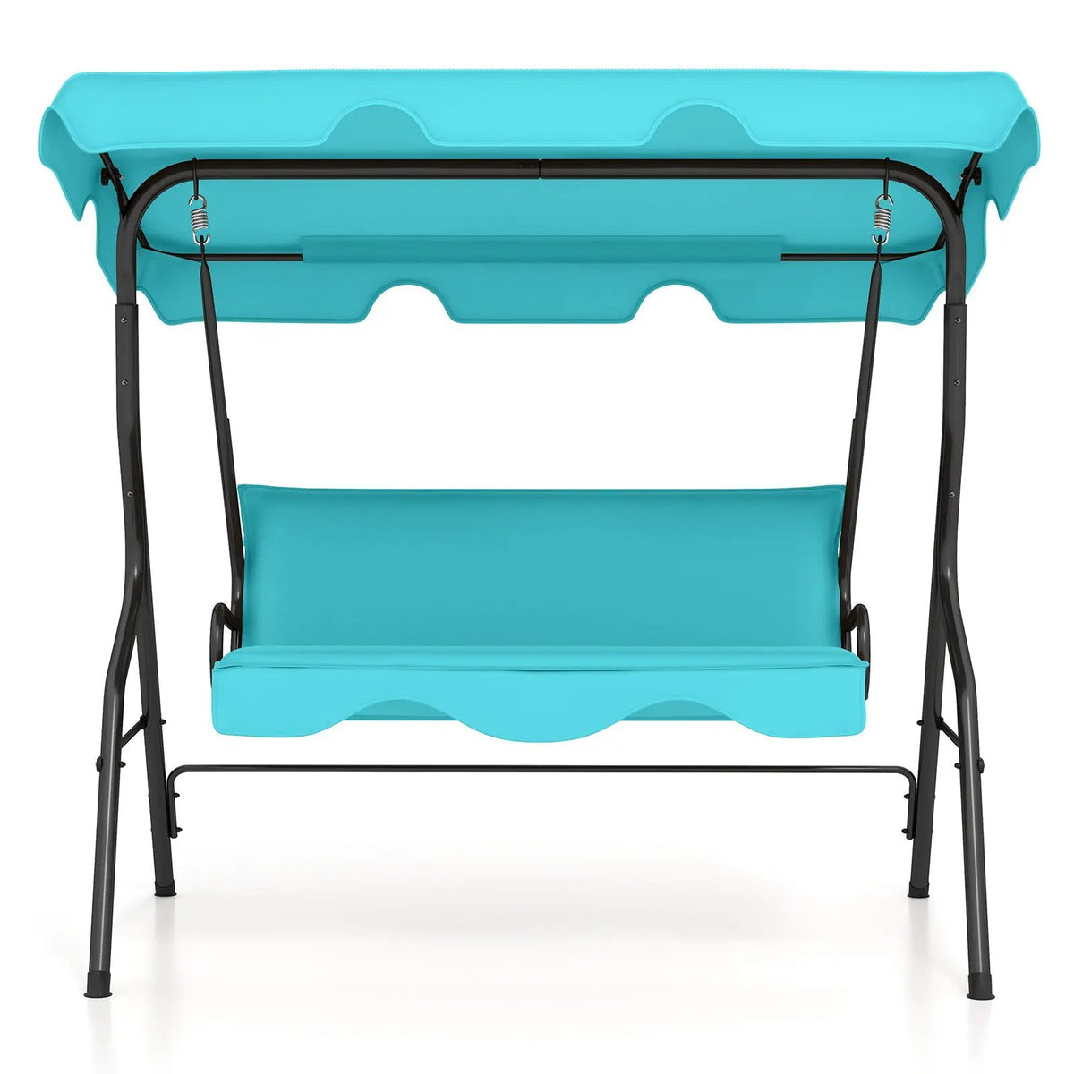 3 Seat Outdoor Patio Canopy Swing with Cushioned Steel Frame-Blue by DirectDeals