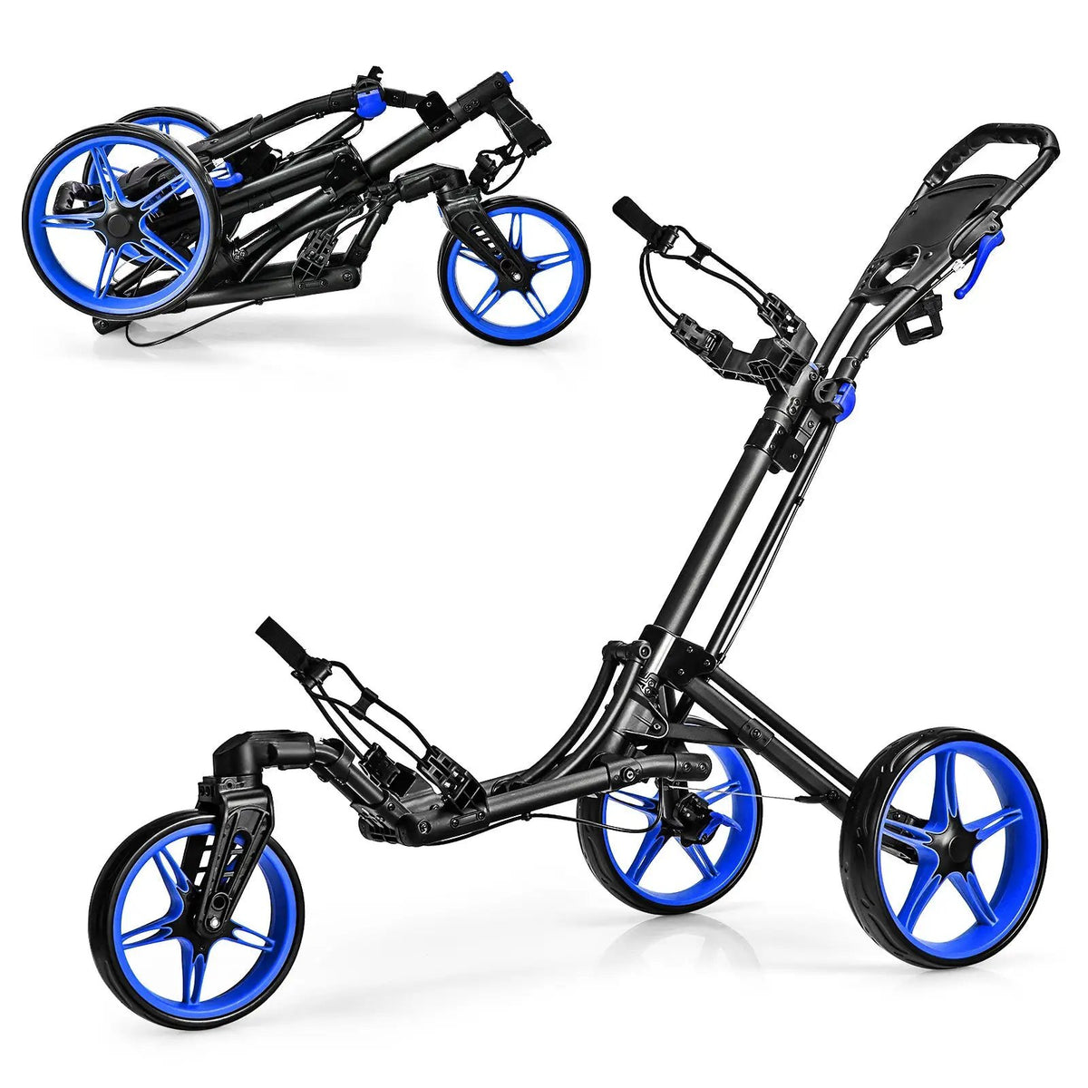 Folding Golf Push Cart with Scoreboard Adjustable Handle Swivel Wheel by DirectDeals