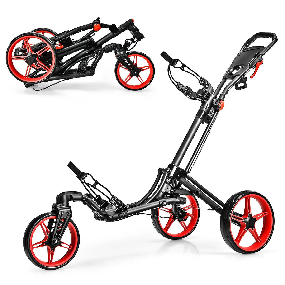 Folding Golf Push Cart with Scoreboard Adjustable Handle Swivel Wheel by DirectDeals