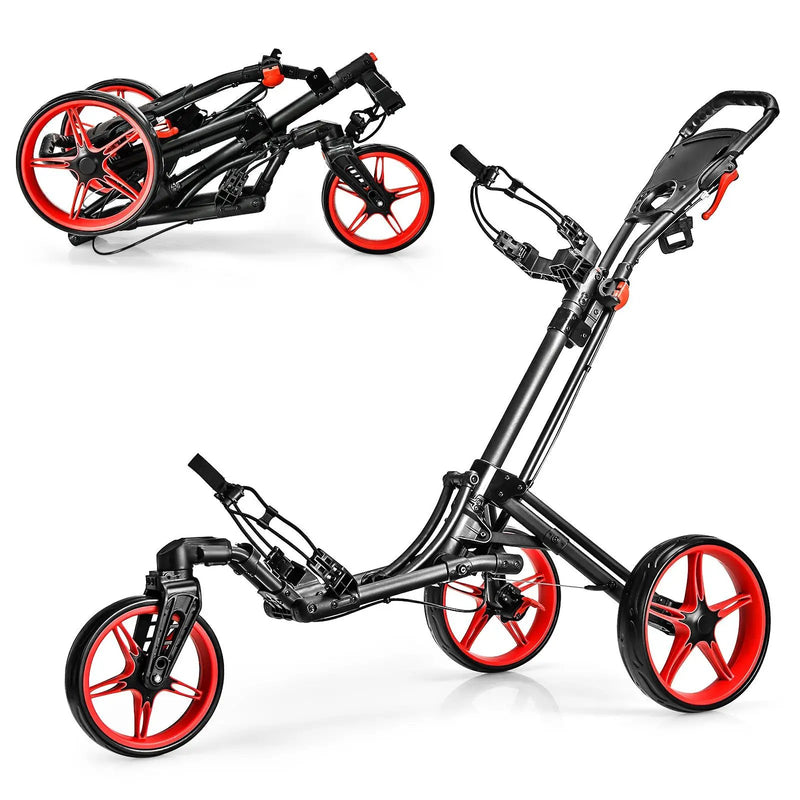 Folding Golf Push Cart with Scoreboard Adjustable Handle Swivel Wheel by DirectDeals