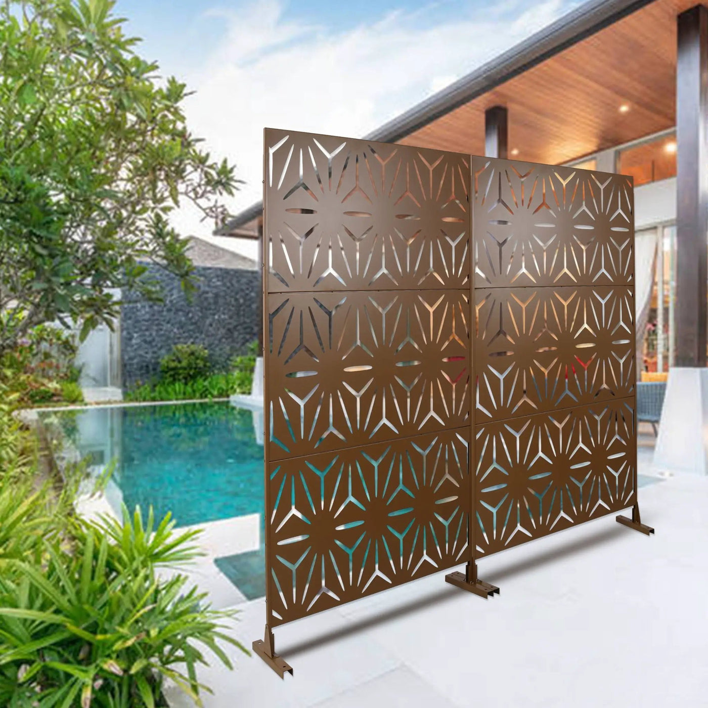 Outdoor & Indoor Metal Privacy Screen, Freestanding Decorative Panels by HouseOfZazla