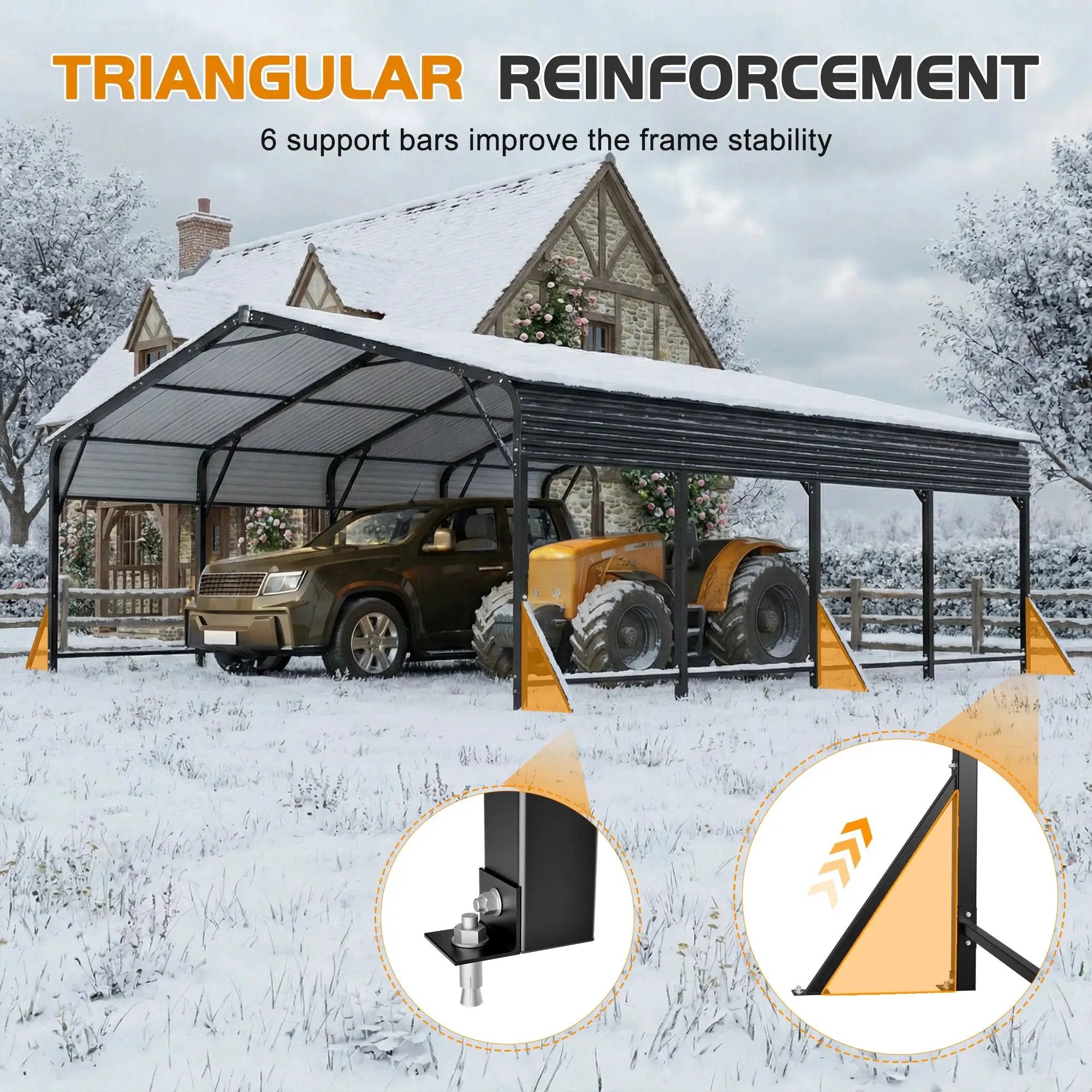 20'x20' Galvanized Steel Carport Canopy by HouseOfZazla