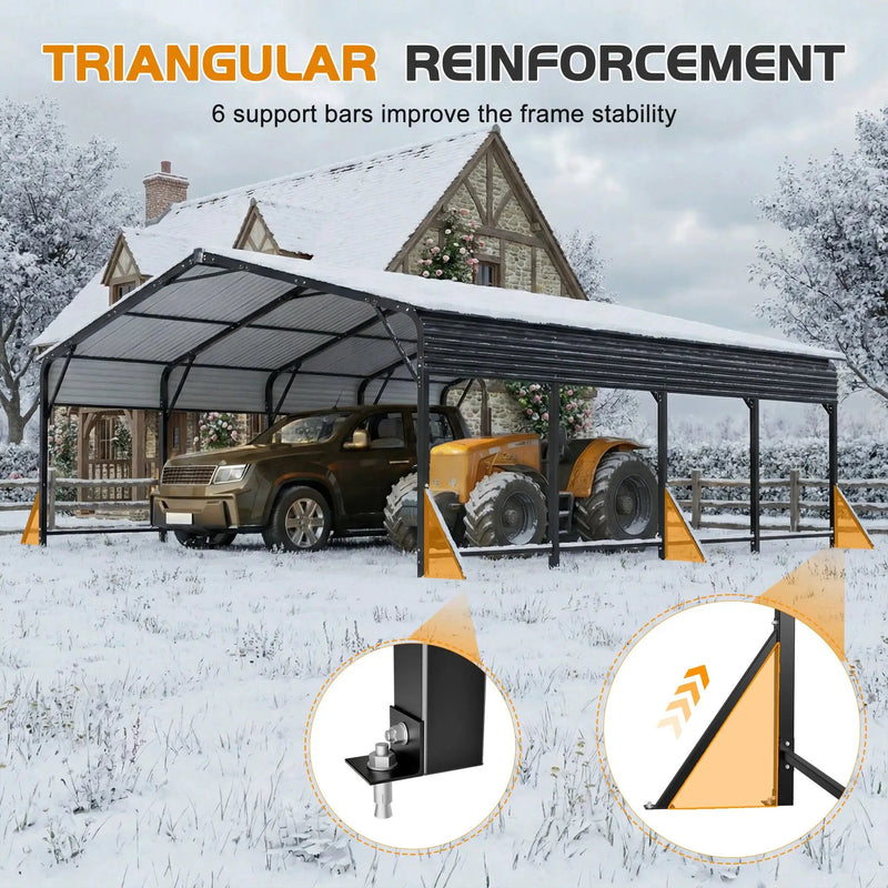 20'x20' Galvanized Steel Carport Canopy by HouseOfZazla