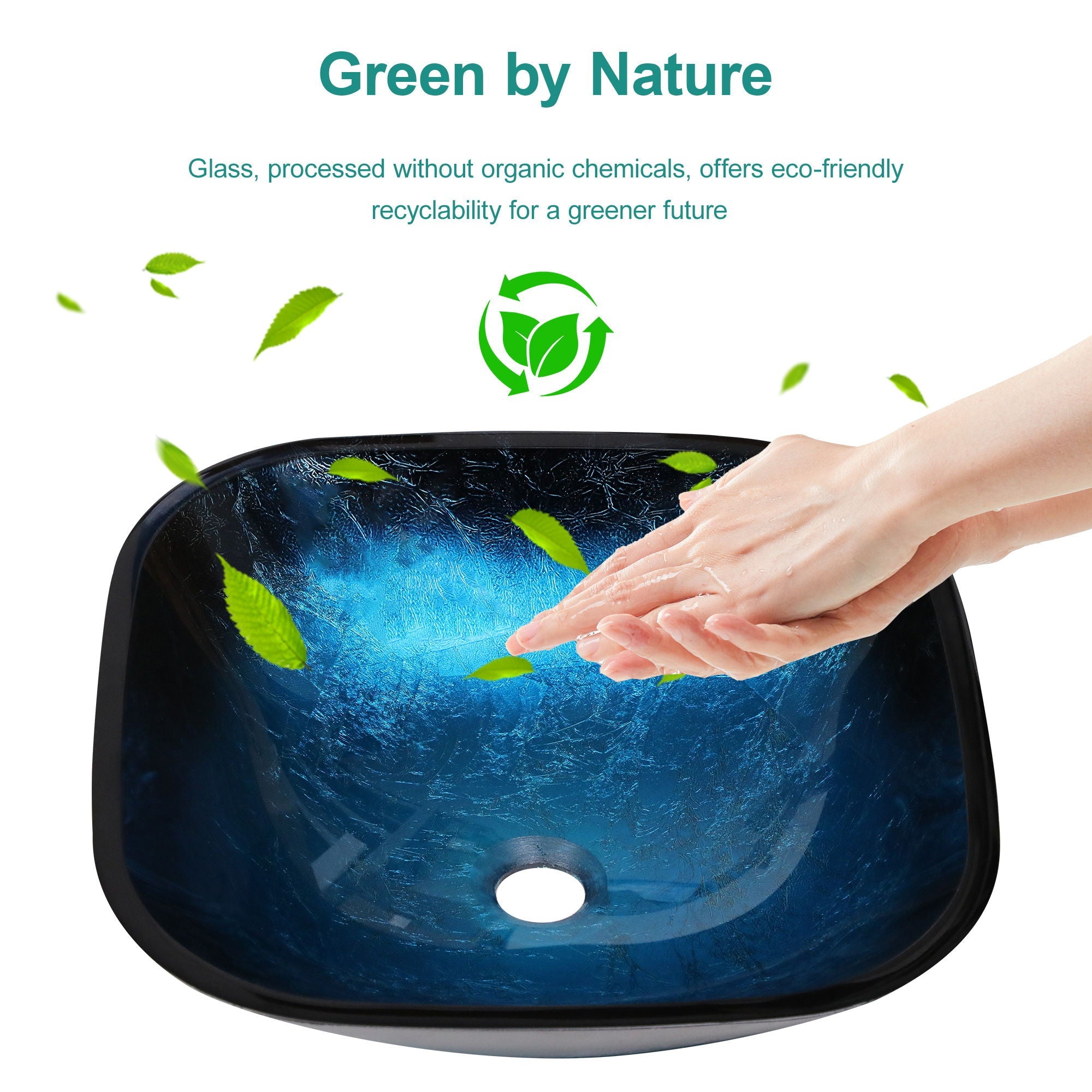 Artistic Vessel Sink With Faucet And Pop Up Drain - Blue by HouseOfZazla