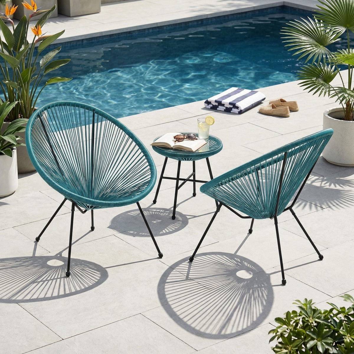 Anson Chair Set of 2 Patio Seating with Modern Weave - Available in 4 Colors
