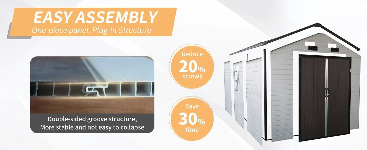 8x14 Ft Outdoor Resin Storage Shed with Windows by HouseOfZazla