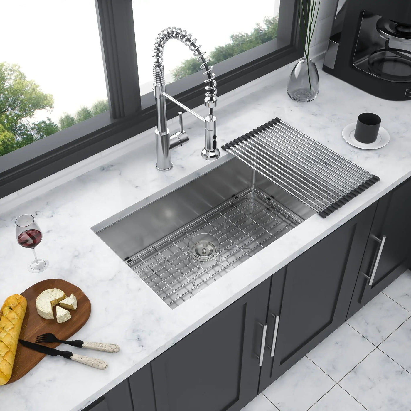 Modern Undermount Stainless Steel Kitchen Sink 16 Gauge, Deep Single Bowl by HouseOfZazla