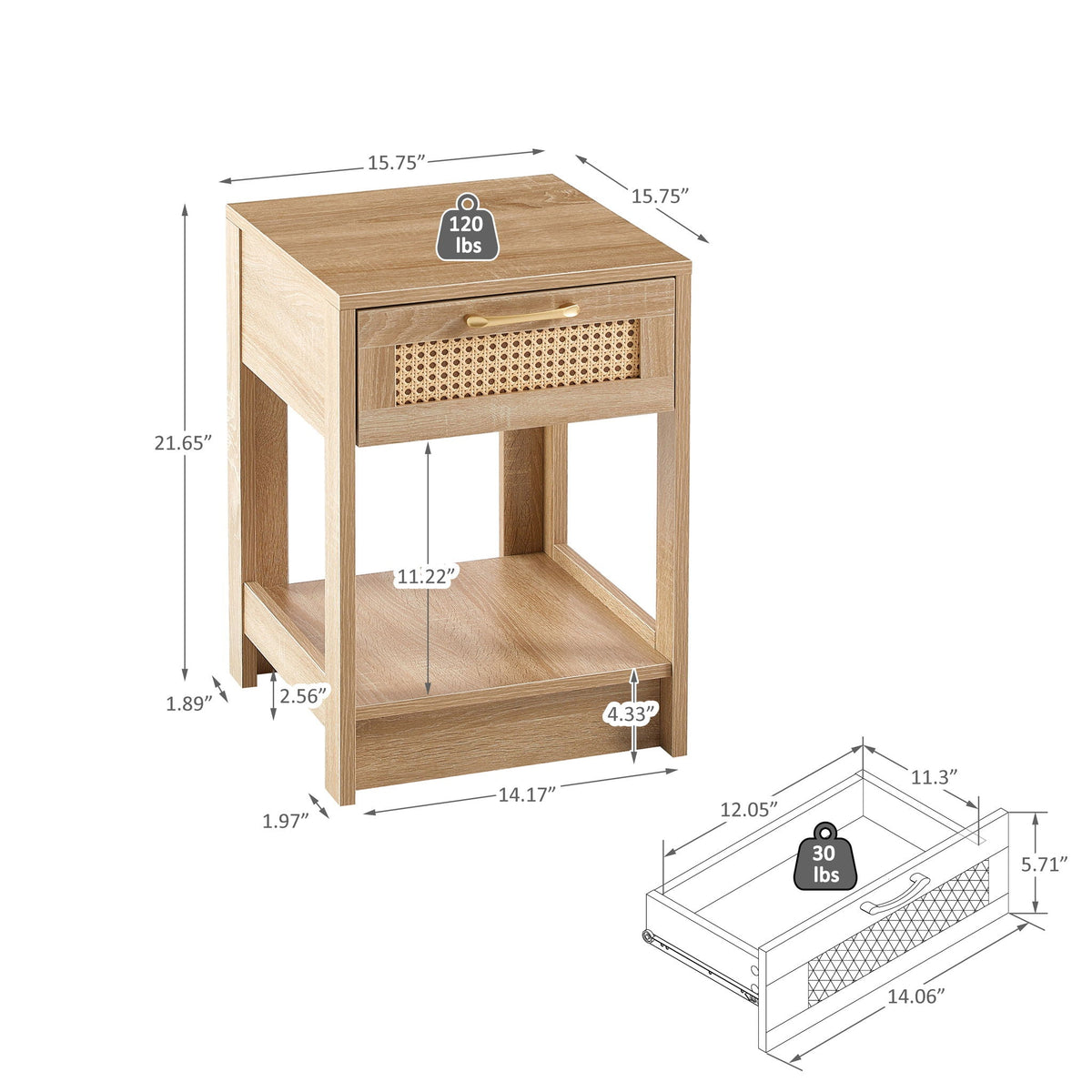 Modern Rattan Nightstand with Functional Drawer - Available in 3 Colors, photo 11 of 40