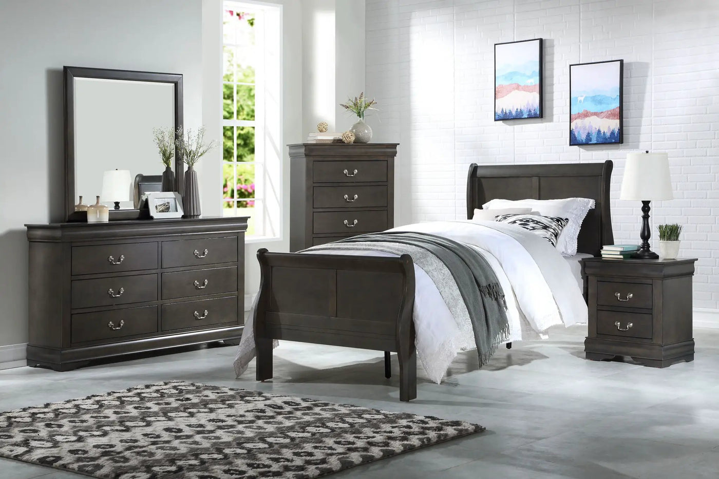 Louis Philippe Sleigh Bedroom Set by HouseOfZazla