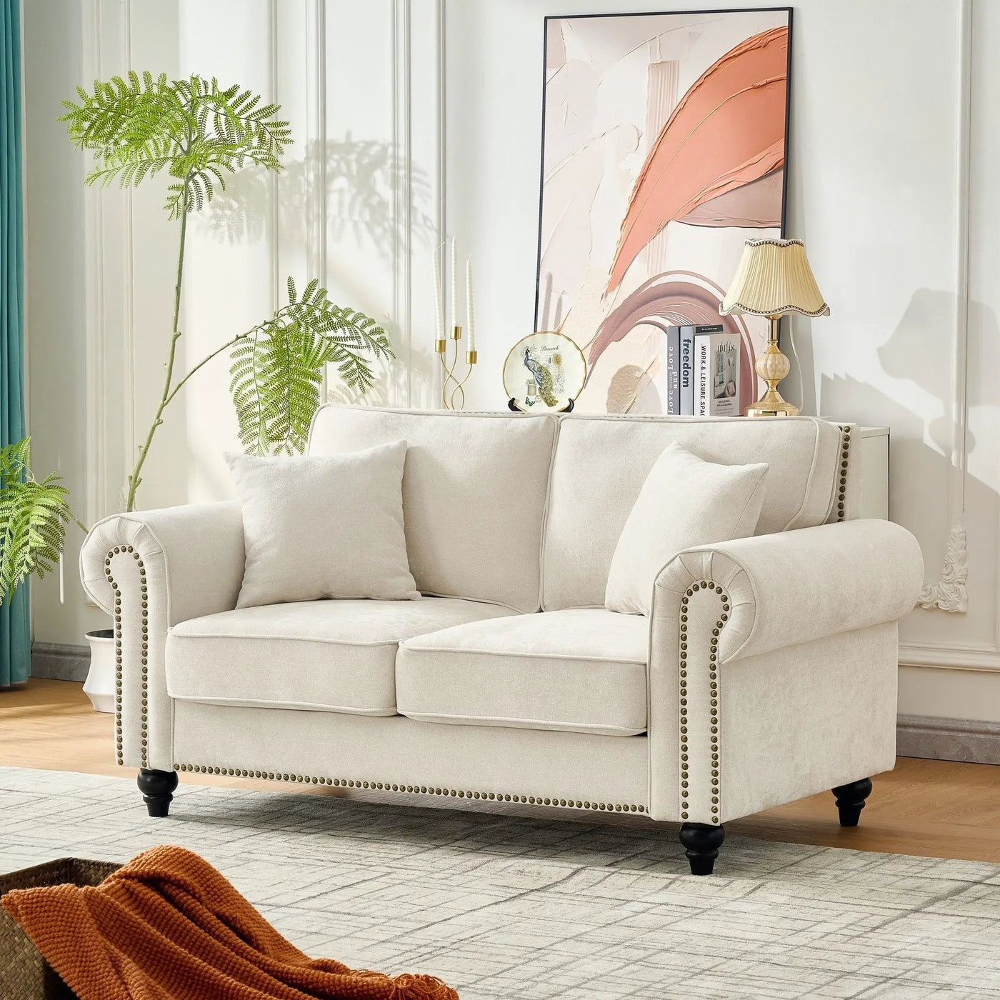 2 Seater Sofa With Rolled Arms, Tufted Upholstered Couch by HouseOfZazla