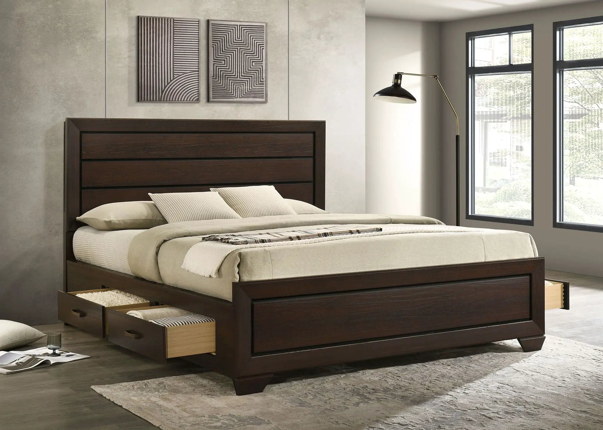 Kauffman Wood California King Storage Panel Bed Dark Cocoa by Unique Piece Furniture