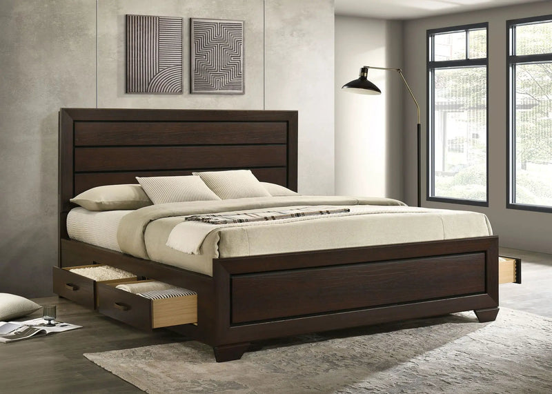 Kauffman Wood California King Storage Panel Bed Dark Cocoa by Unique Piece Furniture