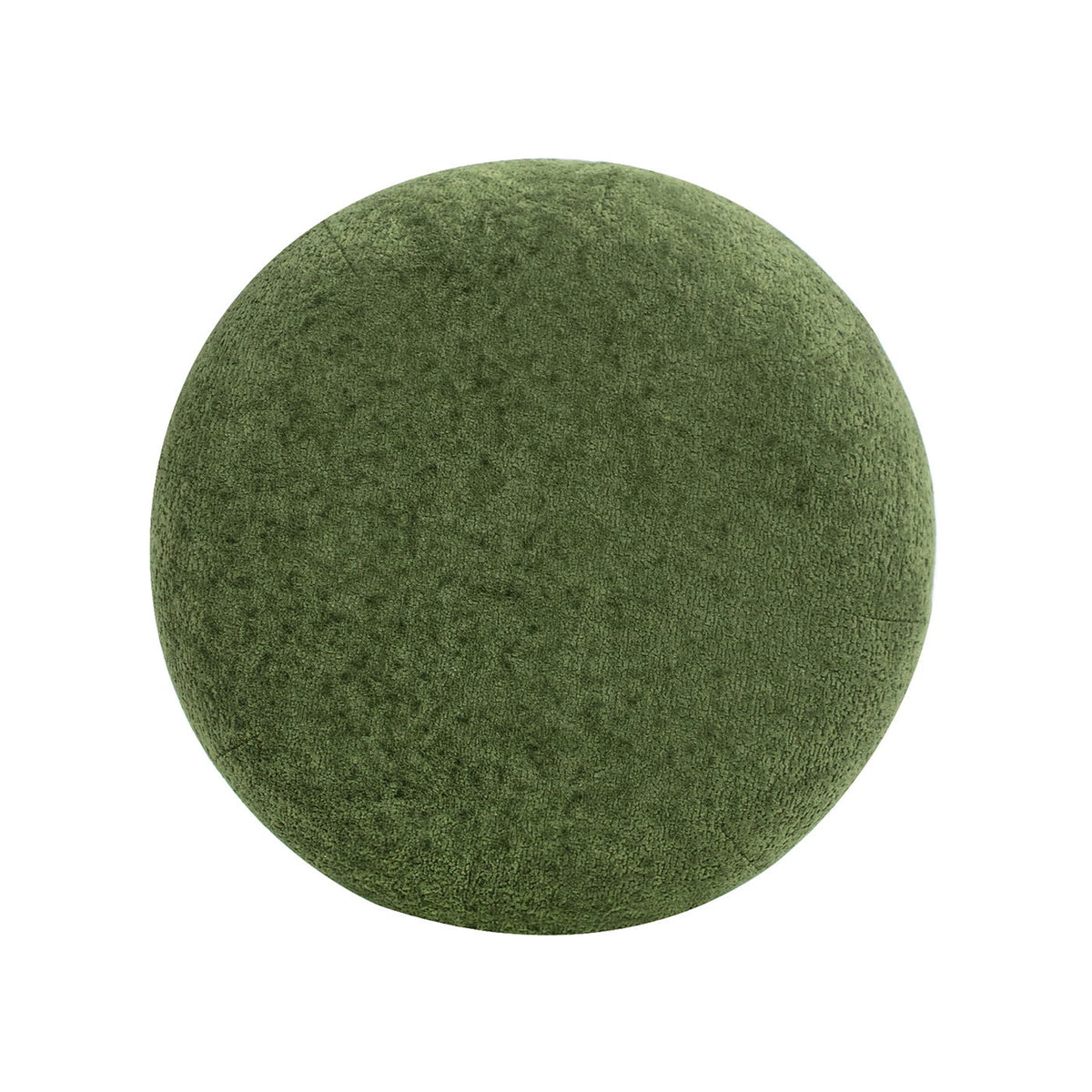 Dark Green Low Round Upholstered Ottoman with Stacked Pouf Design, photo 4 of 7
