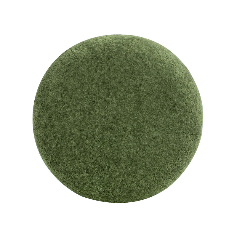 Dark Green Low Round Upholstered Ottoman with Stacked Pouf Design, photo 4 of 7