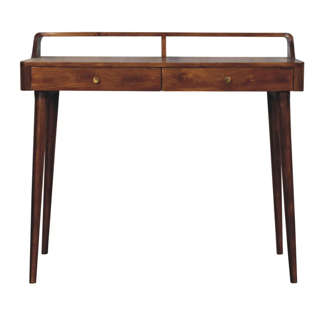 Elevated Chestnut Console Table, 2-Drawers, Nordic Legs by HouseOfZazla