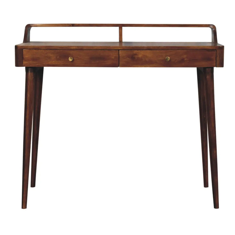 Elevated Chestnut Console Table, 2-Drawers, Nordic Legs by HouseOfZazla
