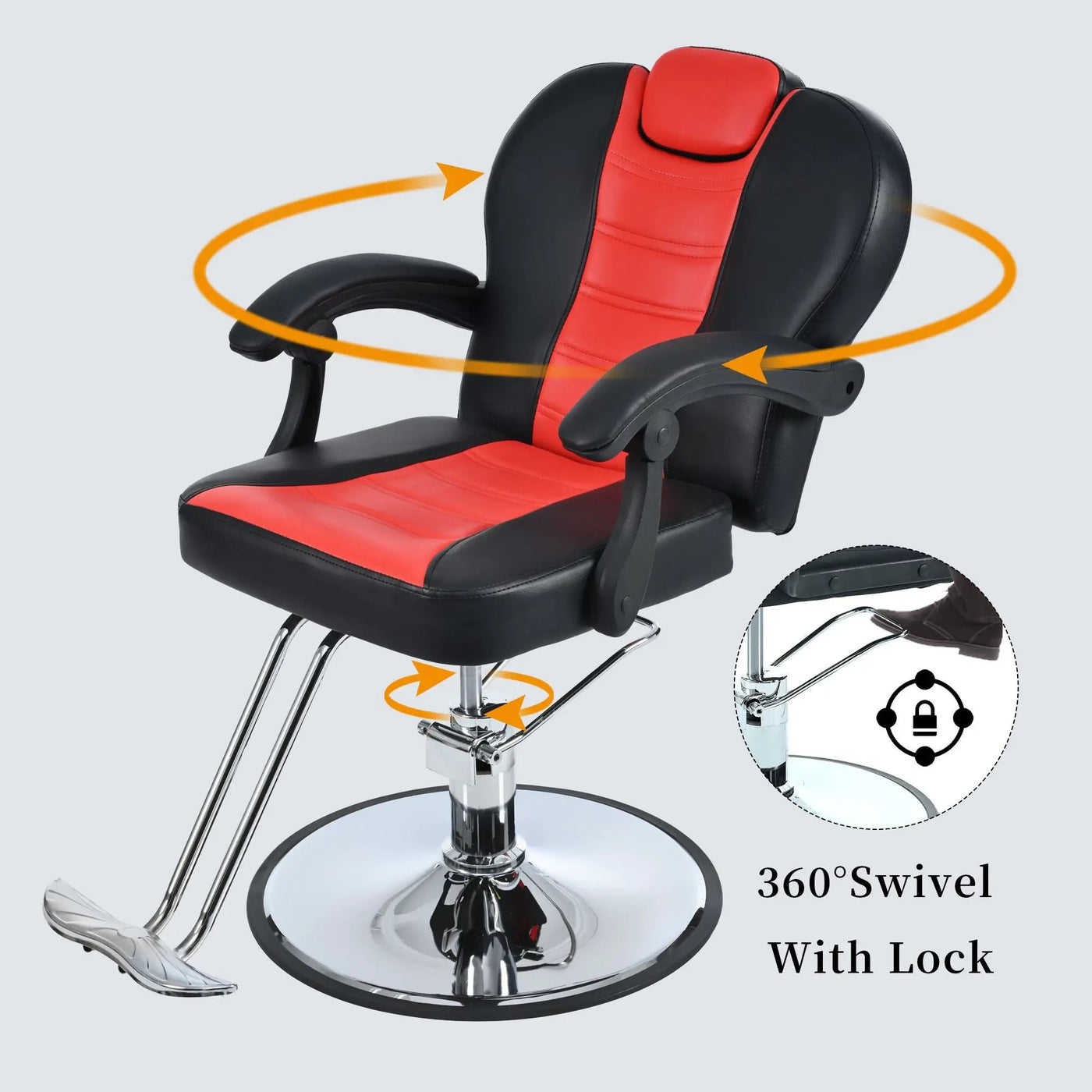 Classic Reclining Barber Chair Salon Chair For Hair Stylist With Heavy Duty Hydraulic Pump, 360° Rotation, Tattoo Chair Shampoo Beauty Salon Equipment, Max Load Weight 330 Lbs by HouseOfZazla
