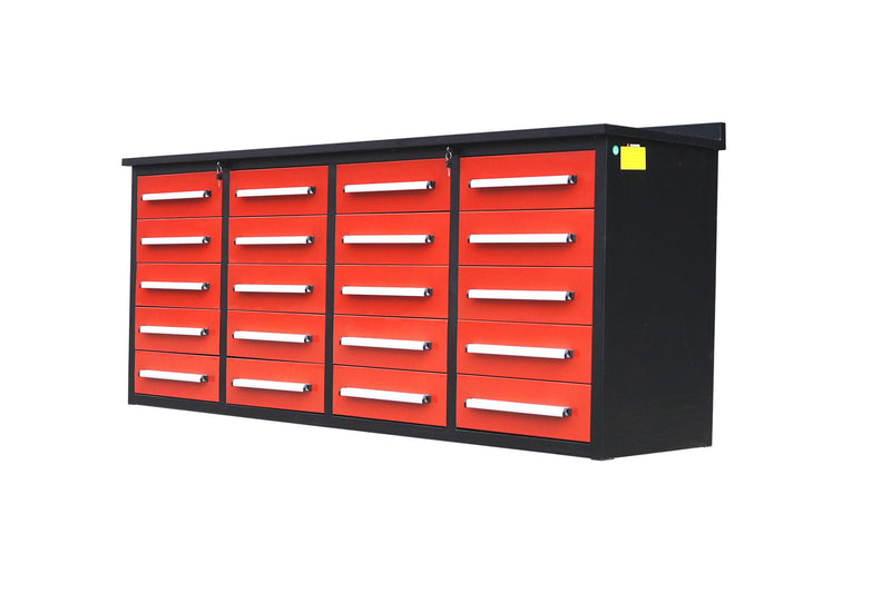 Garage Storage Cabinets With Workbench (With 20 Drawers) - Red by HouseOfZazla