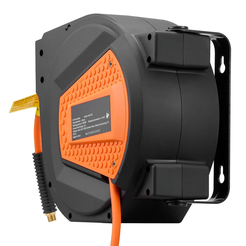 Retractable Air Hose Reel, 1/4 Inch x 50 FT Hybrid Air Hose Max 300PSI by HouseOfZazla