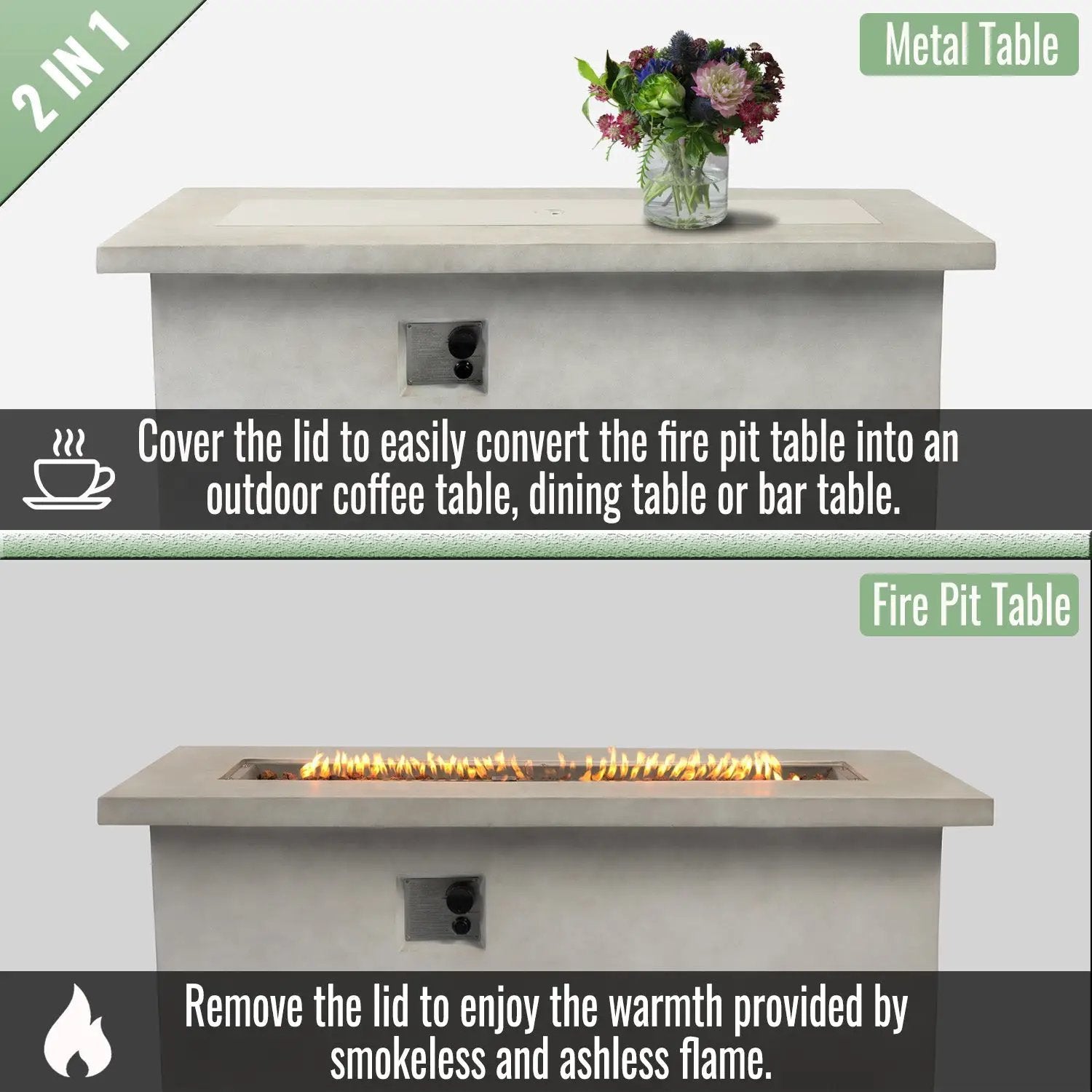 60" Propane Gas Fire Pit Table by HouseOfZazla