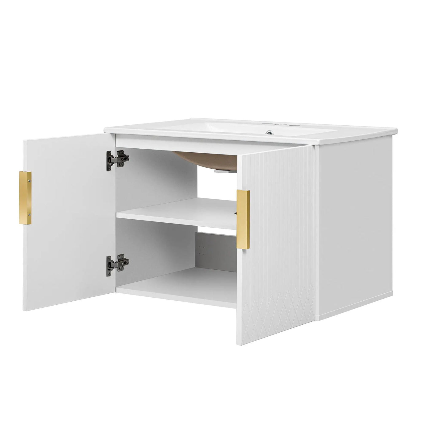 Bathroom Vanity With Sink, Rectangular Storage Cabinet With 2 Soft Closing Doors by HouseOfZazla