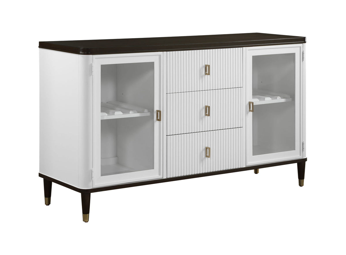 Carene Server with Drawers and Glass Accent - Brown / White