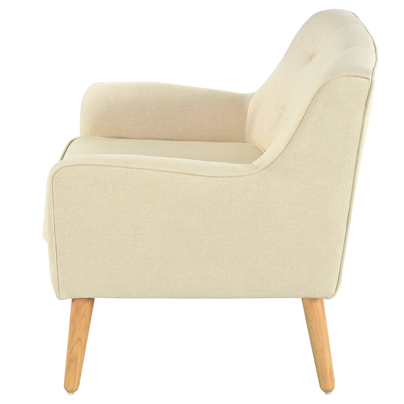 Mid-Century Modern Armchair - Tufted Fabric Accent Chair with Solid Wood Legs by HouseOfZazla