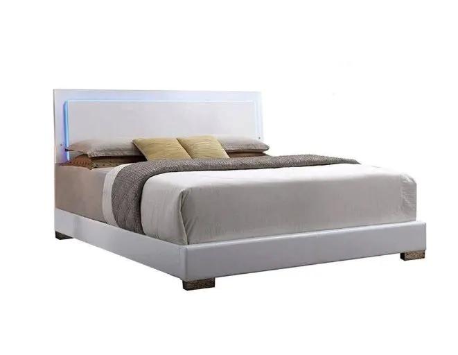 Lorimar White Faux Leather Panel Bed by HouseOfZazla