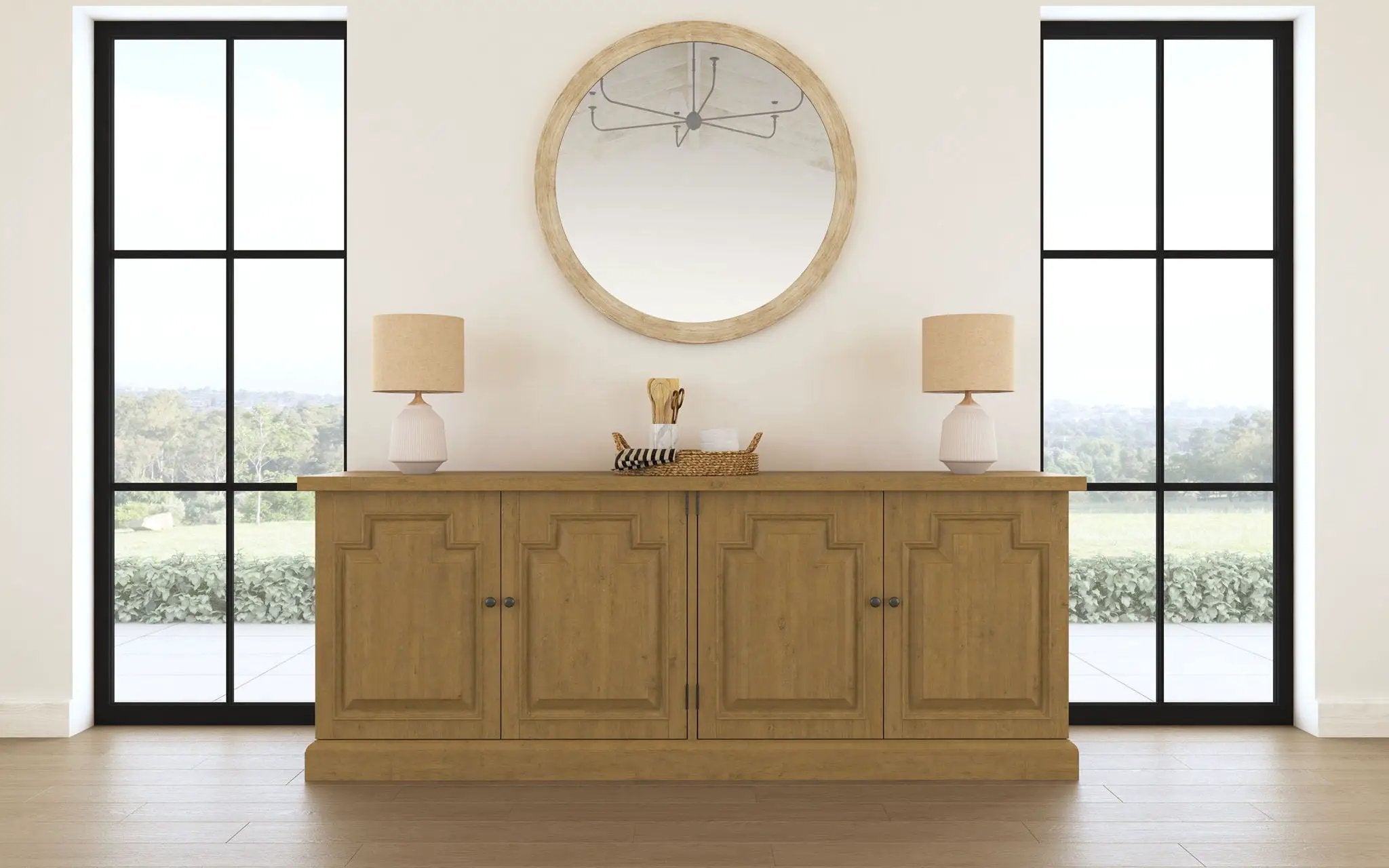 Florence 4-door Dining Sideboard Buffet Cabinet Rustic Honey by Unique Piece Furniture