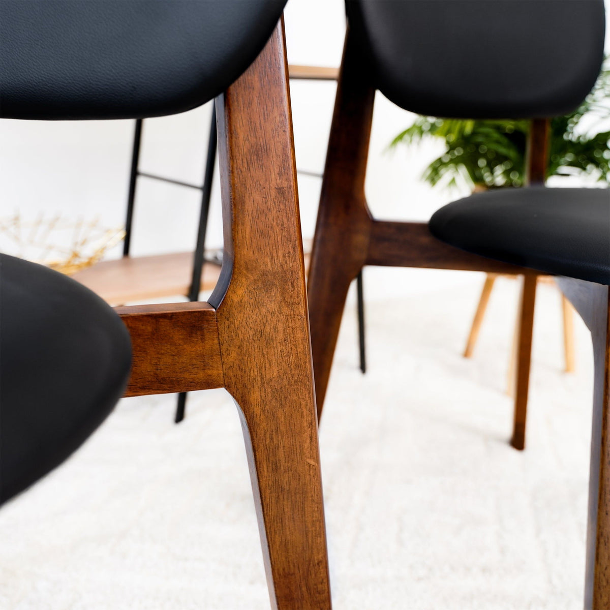 Kelsey Stylish Dining Chair Set of 2 with Solid Wood Construction - Black or Light Brown, photo 6 of 22