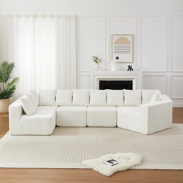 151.6-Inch Extra-Large L-Shaped Chenille Sectional Sofa