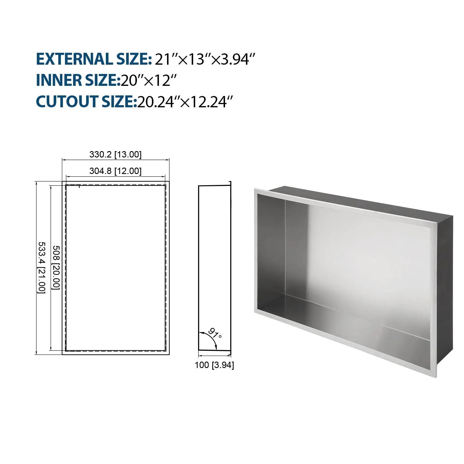 Stainless Steel Shower Niche With Seamless Design For Bathroom Storage by HouseOfZazla