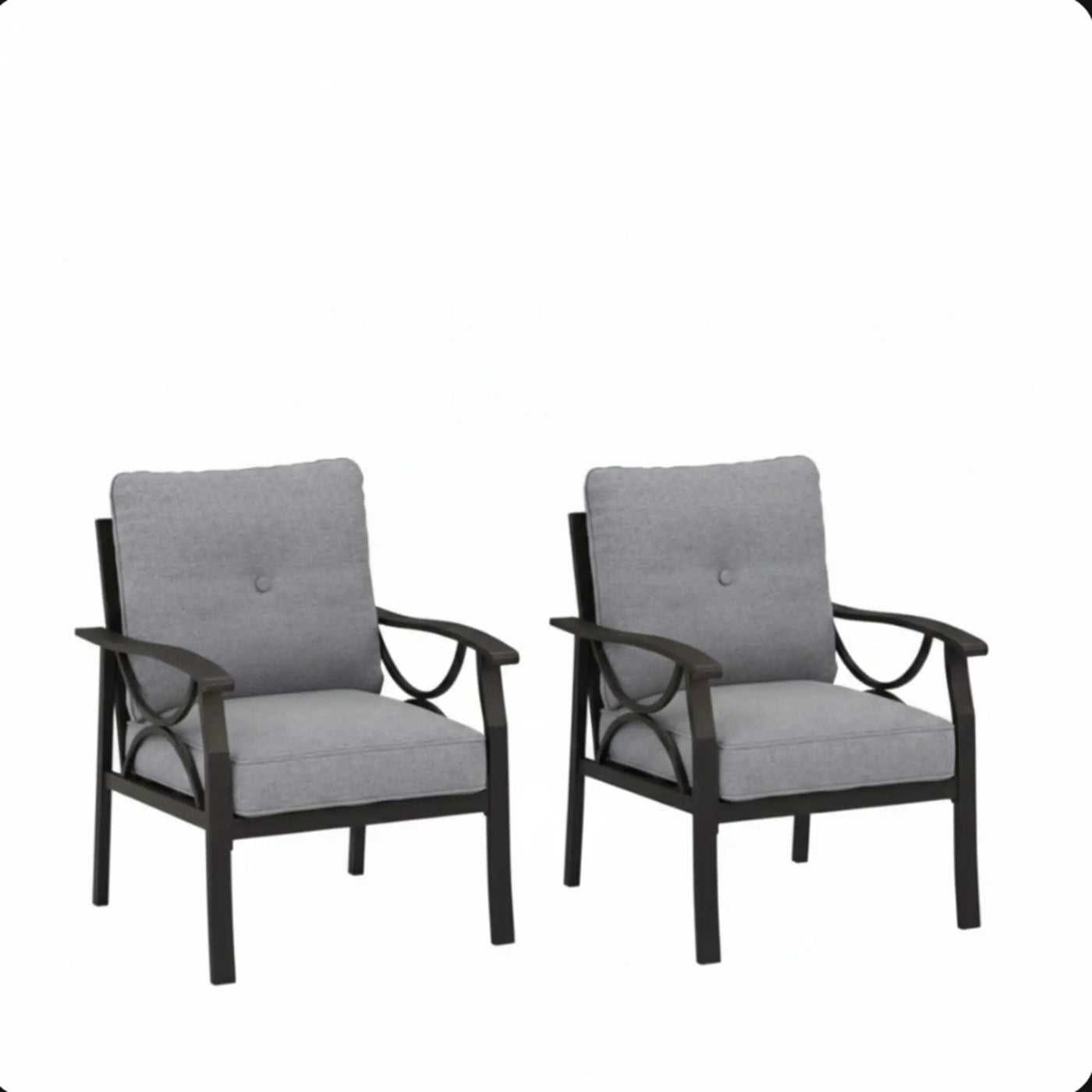 All-Weather Armchairs With Cushions, Modern Sculptural Design (Set of 2) by HouseOfZazla