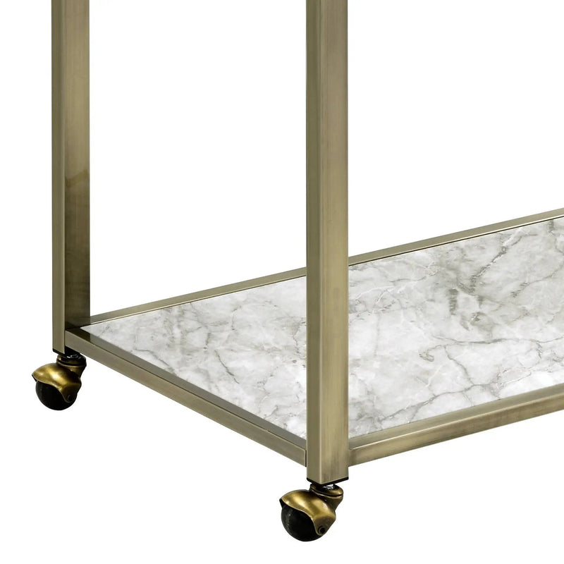 Neilo Clear Glass Faux Marble Top Serving Cart by HouseOfZazla