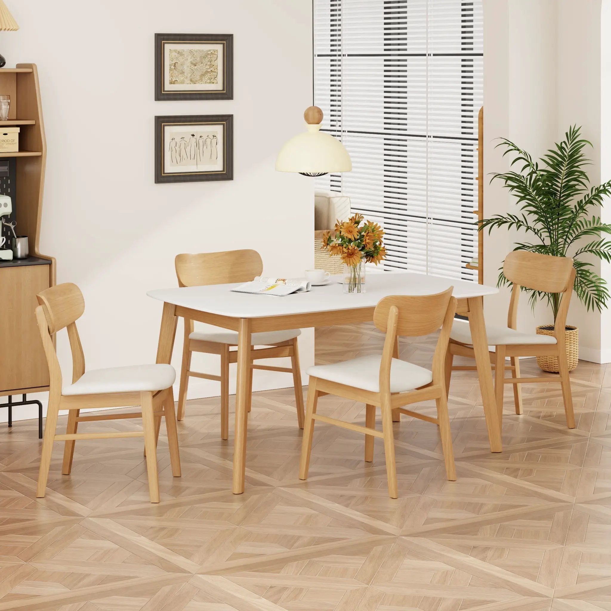5 Piece Dining Set With Table And Upholstered Chairs by HouseOfZazla