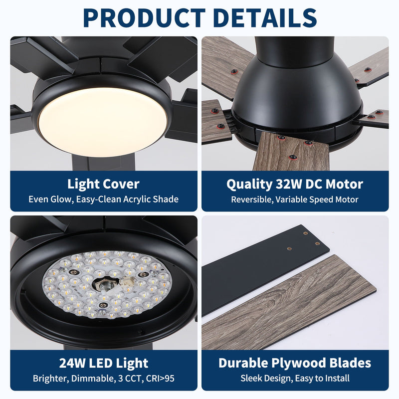 Low Profile Flush Mount Intergrated LED Ceiling Fan With Light And Reversible Quiet Motor by HouseOfZazla