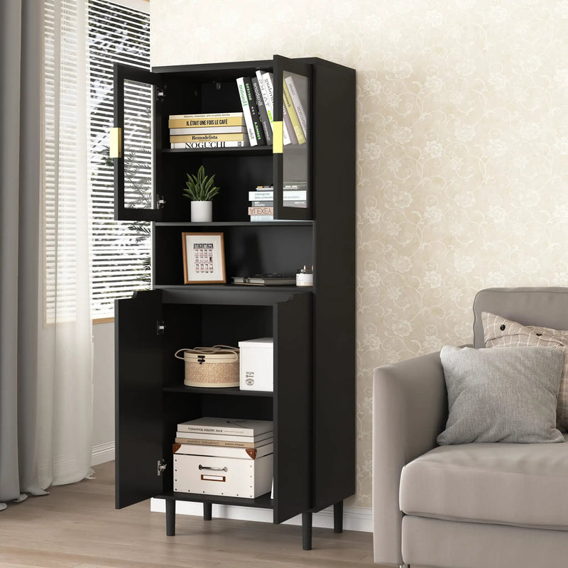 Tempered Glass Door Tall Storage Bookcase by HouseOfZazla