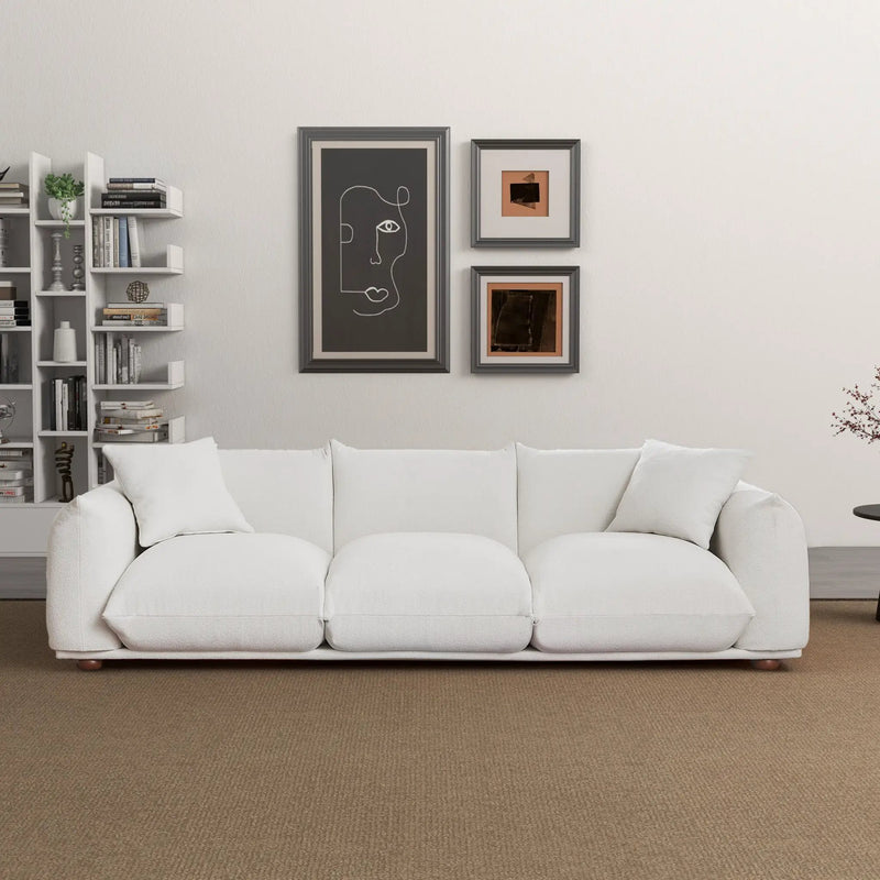 Kely Modern 100'' Cream Boucle Upholstered Sofa by HouseOfZazla