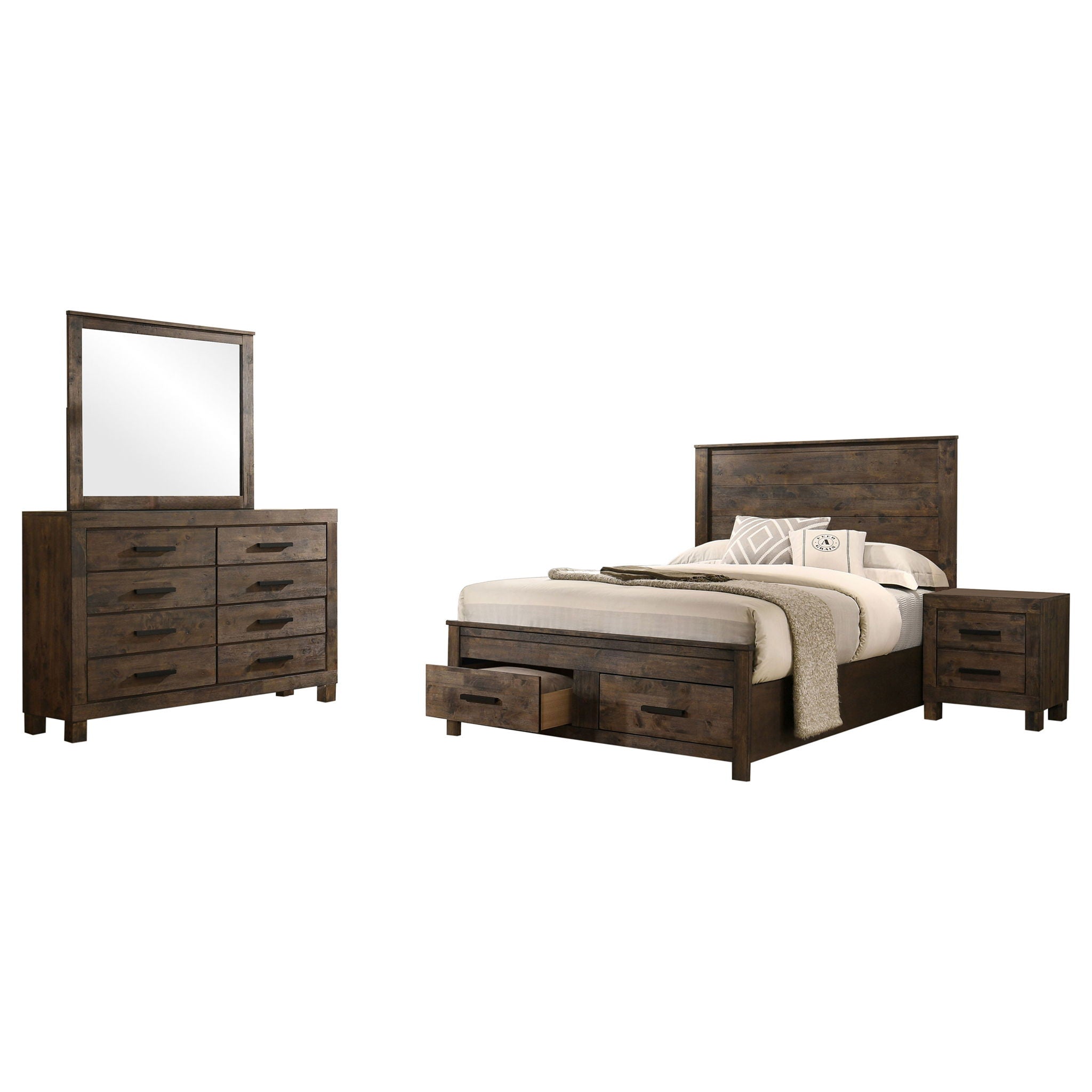Woodmont 4-piece Queen Bedroom Set Rustic Golden Brown by Unique Piece Furniture