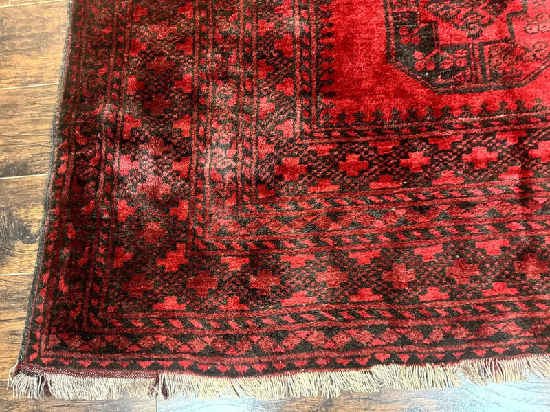 Afghan Turkoman Rug 9x10, Red Beshir Carpet, Tribal, Wool, Antique by Jewel Rugs