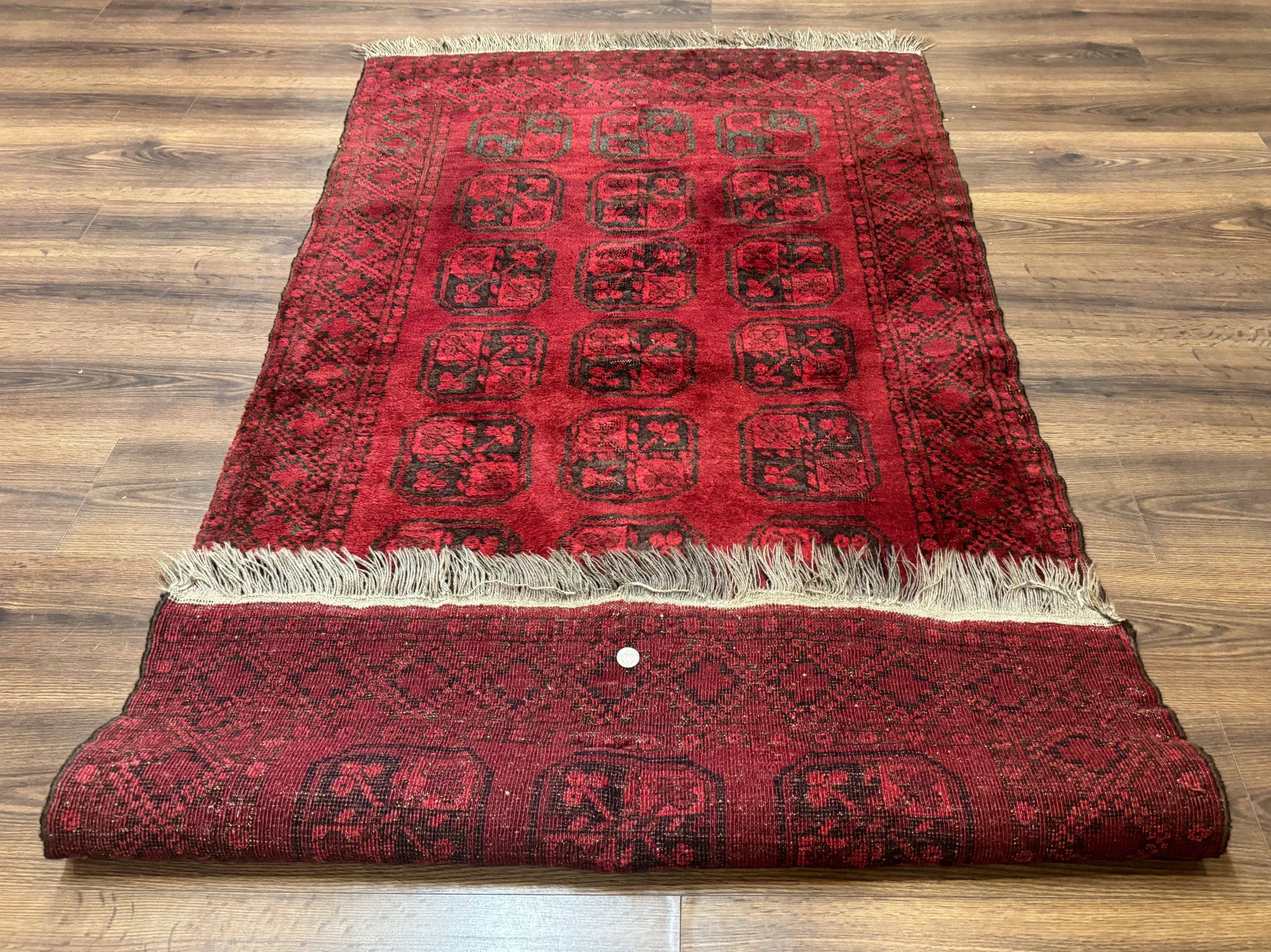 Afghan Turkoman Bokhara Bashir Rug 3x6, Red by Jewel Rugs