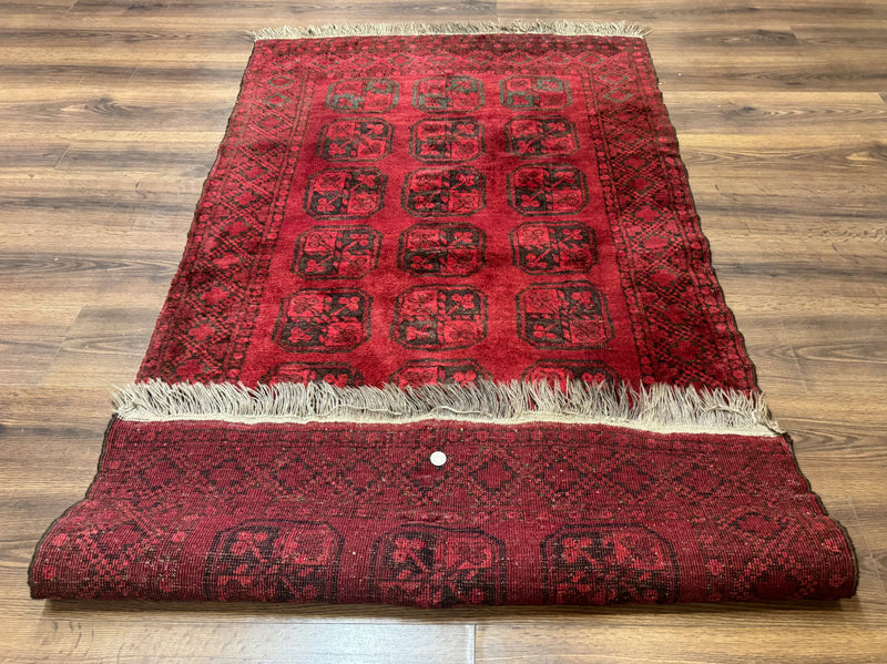 Afghan Turkoman Bokhara Bashir Rug 3x6, Red by Jewel Rugs