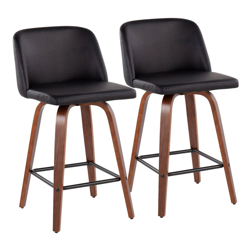 Toriano - Mid Century Modern Fixed Height Counter Stool & Square Footrest (Set of 2) by Unique Piece Furniture