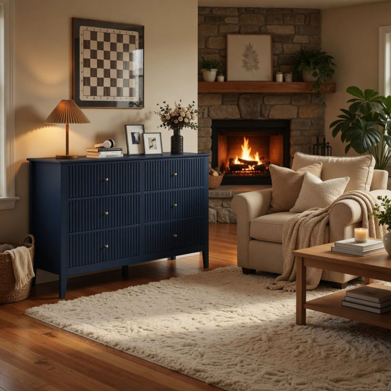Modern 6 Drawer Fluted Dresser by HouseOfZazla