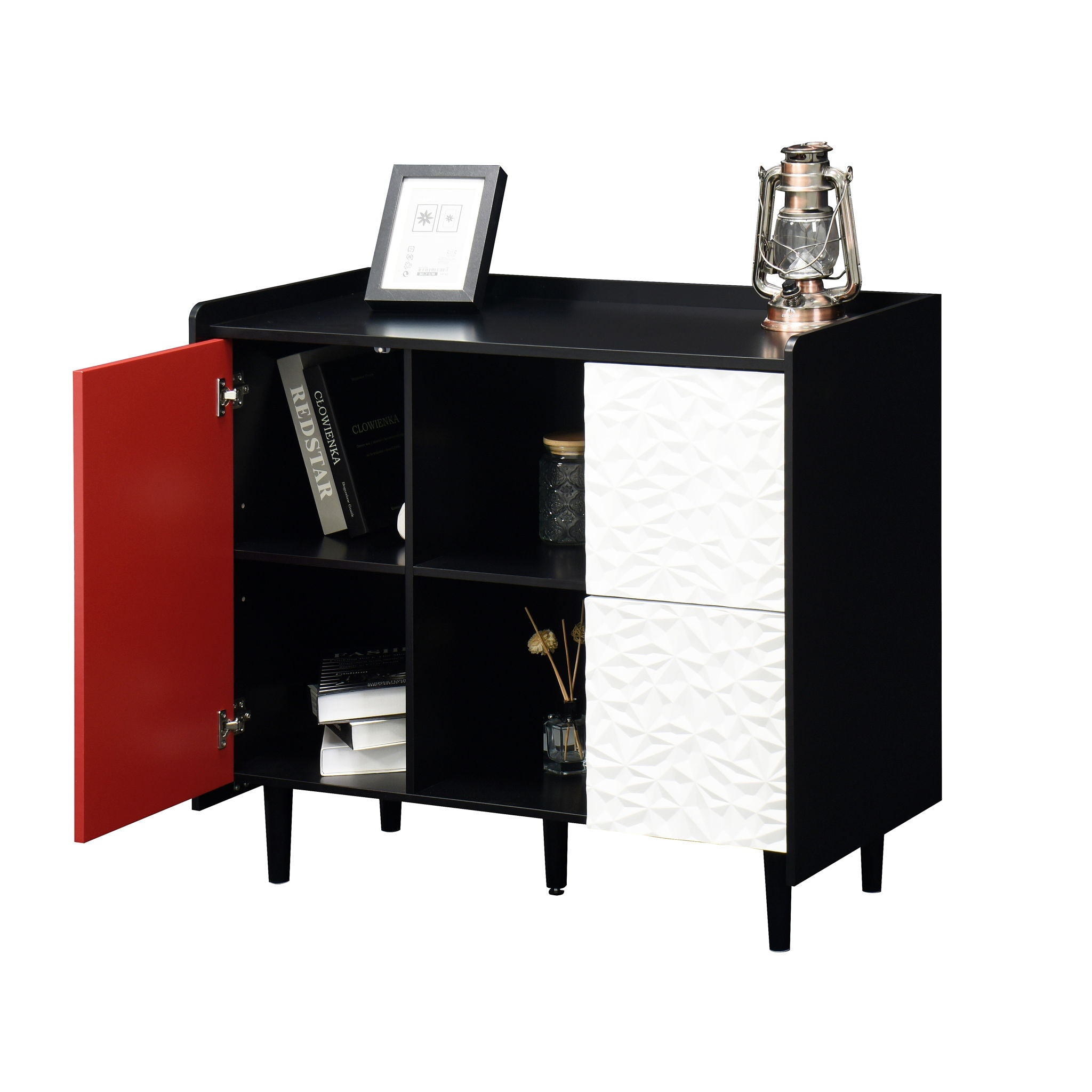 Modern Sideboard Buffet Cabinet With Doors And Unique Panel Styling by HouseOfZazla