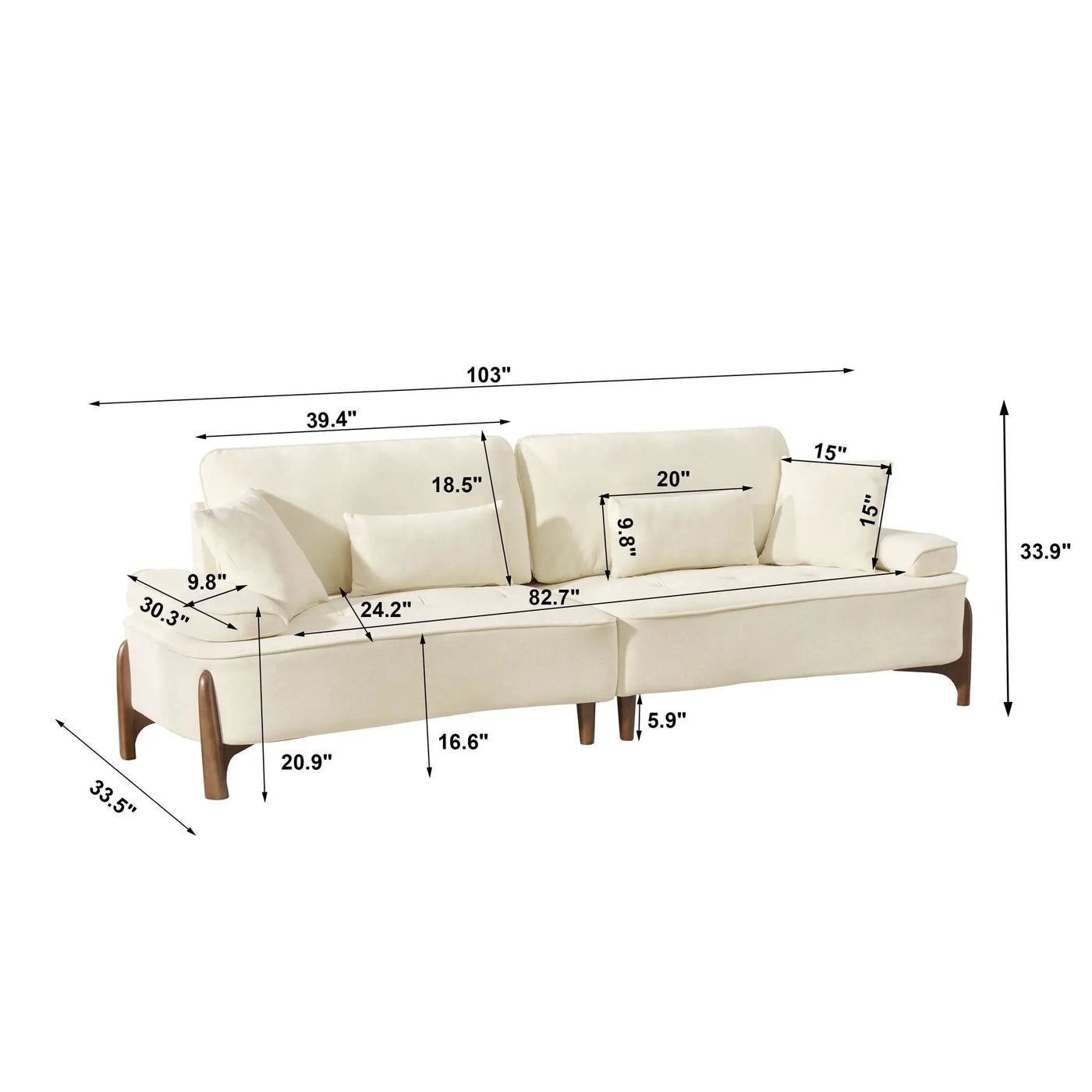 Comfortable Deep Seated Sofa With Pillows by HouseOfZazla