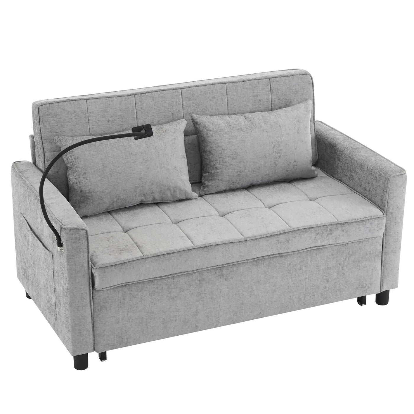 Pull-Out Sleeper Sofa With Reversible Backrest Cushion, Side Pockets, 2 USB Ports And A Phone Holder For Living Room by HouseOfZazla